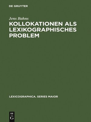 cover image of Kollokationen als lexikographisches Problem